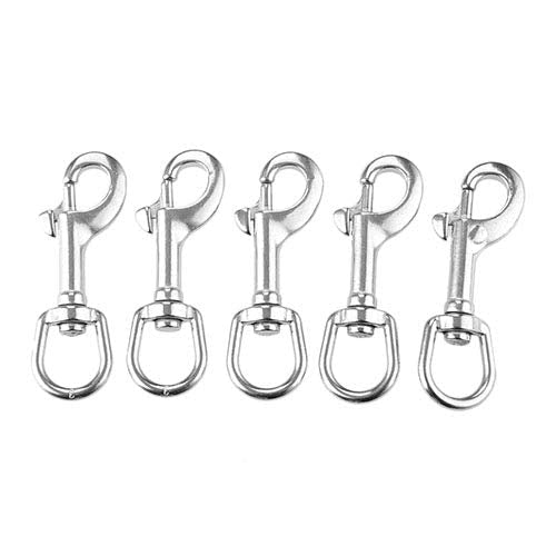 [Australia - AusPower] - Swivel Eye Bolt Snap Hook, Mount 316 Stainless Steel with Rubber Pad, Fit for Fishing Boat Canoe Accessories,Flagpole, pet leash, camera leash, key chain, tarpaulin cover, clothesline (Pack of 5) 