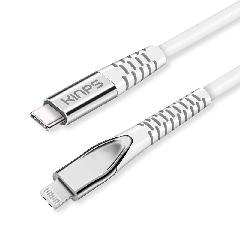 [Australia - AusPower] - KINPS [MFI Certified 10ft] USB C to Lightning Fast Charging Cable Compatible with iPhone 12 Pro Max/12 Mini/12/11 Pro Max/XS, Supports Power Delivery(for Use with Type C Chargers), White 10ft/3m 