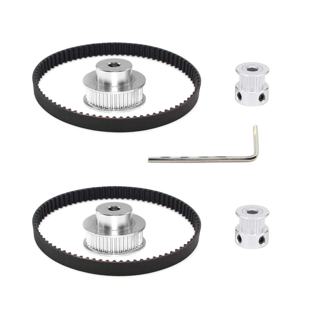 [Australia - AusPower] - Befenybay 2Kit 2GT Synchronous Wheel 20&36 Teeth 5mm Bore Aluminum Timing Pulley with 2pcs Length 200mm Width 6mm Belt (20-36T-5B-6) 20-36T-5B-6 