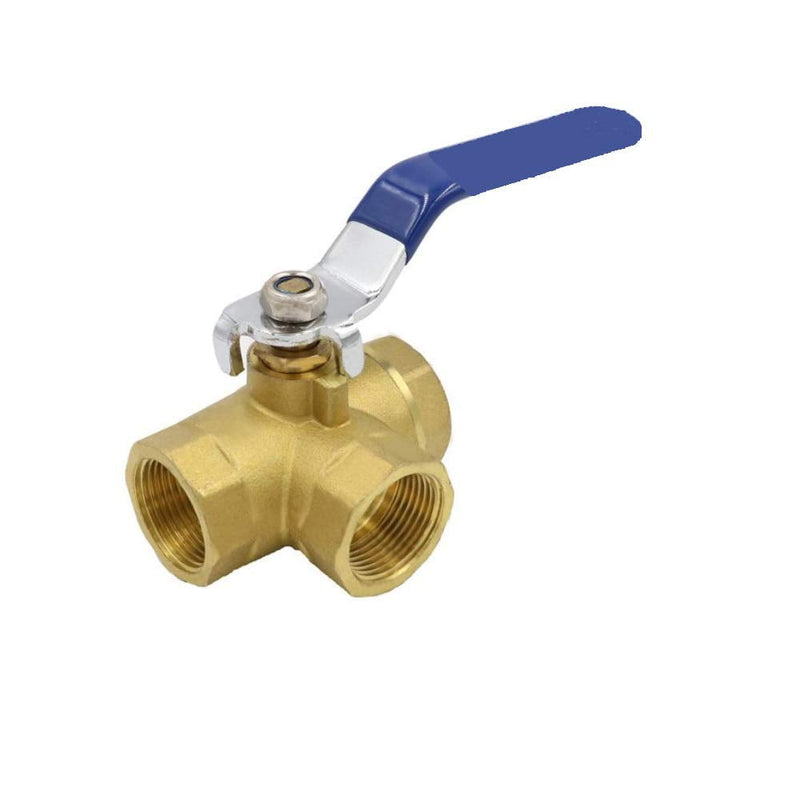 [Australia - AusPower] - Flylock 1/4" 3-Way (L-Port) NPT Female Brass Ball Valve with Seal Tape 