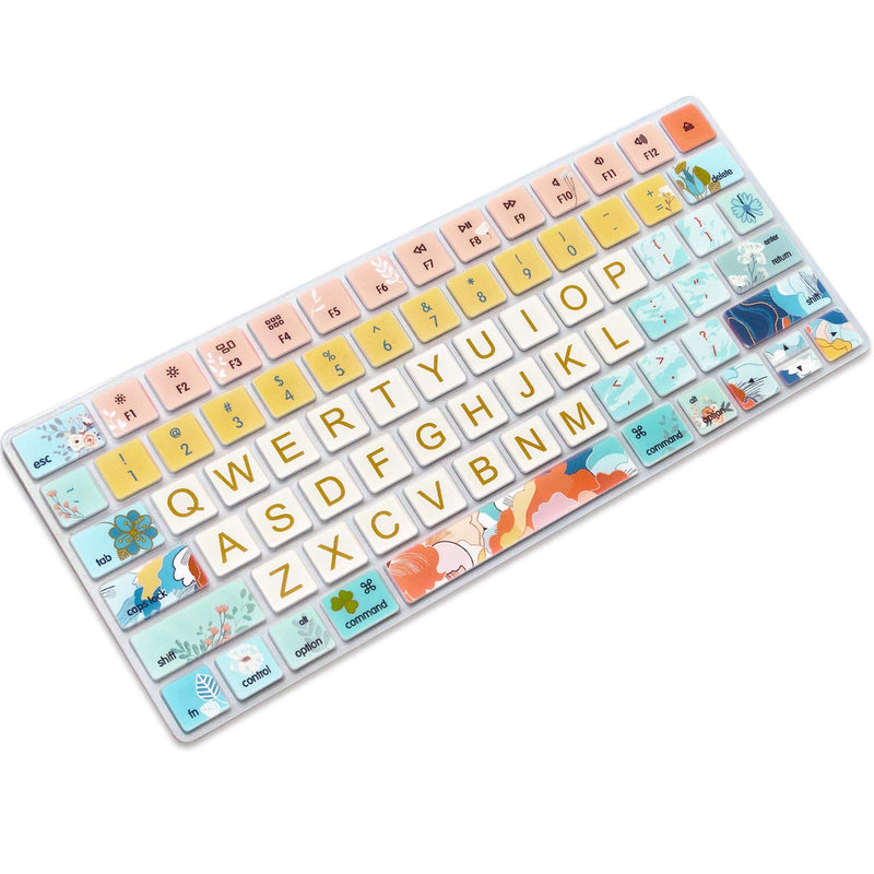 [Australia - AusPower] - SANFORIN Keyboard Cover Skin for Apple iMac Wireless Magic Keyboard 2nd Gen MLA22LL/ A (Model: A1644), Silicone Skin Protector with Big Letter Design, US Layout, Flowers for Wireless Magic Keyboard (Model:A1644) 