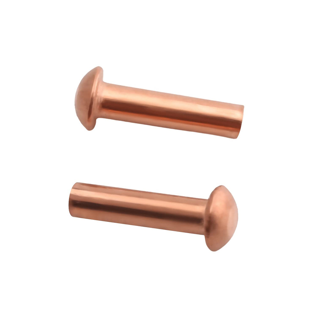 [Australia - AusPower] - MroMax 50Pcs M3 Round Head Copper Solid Rivets Fastener 0.12" Dia x 0.47" Length for Electrical Applications Copper Finish Copper Tone Copper 3*12 