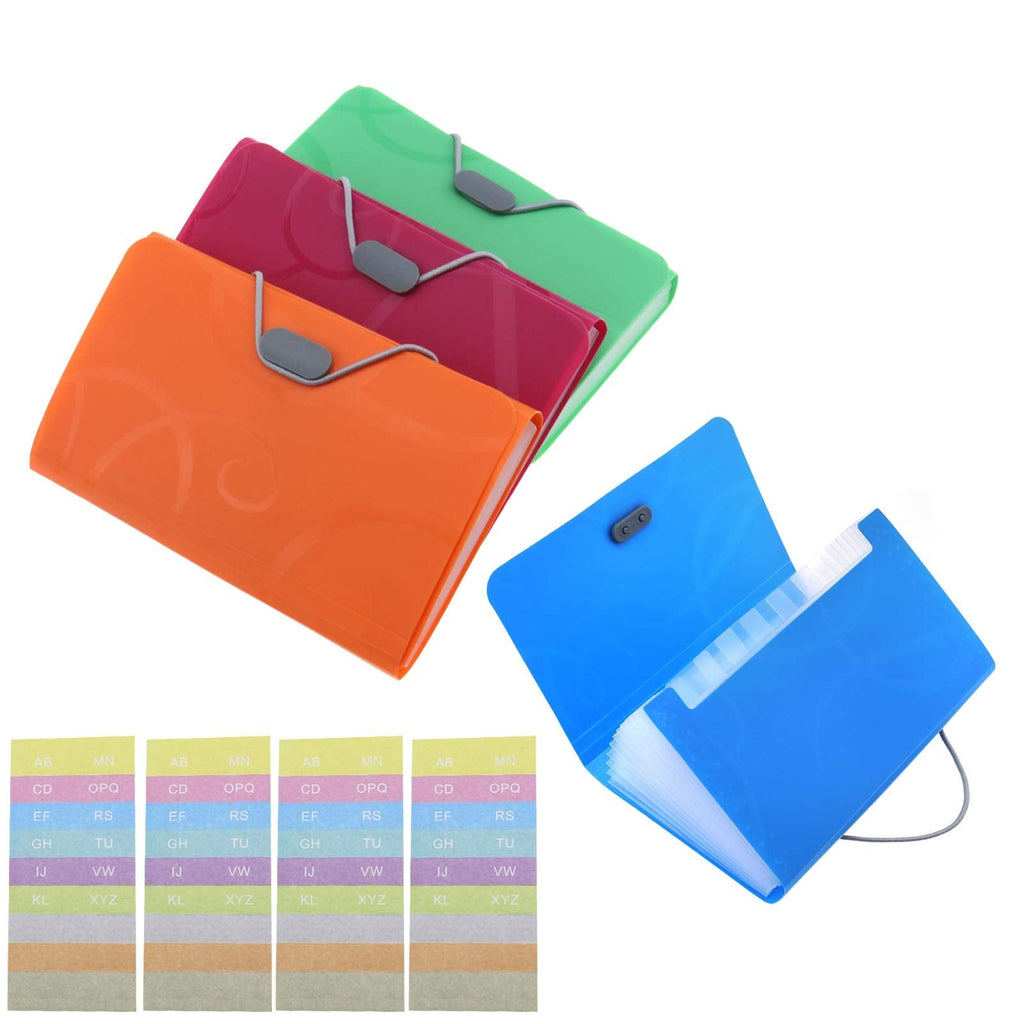 [Australia - AusPower] - 4Pcs A6 Expanding File Folders Document Organizer Mixed Color Set Plastic 13 Pockets Document Organizer School Office Home 