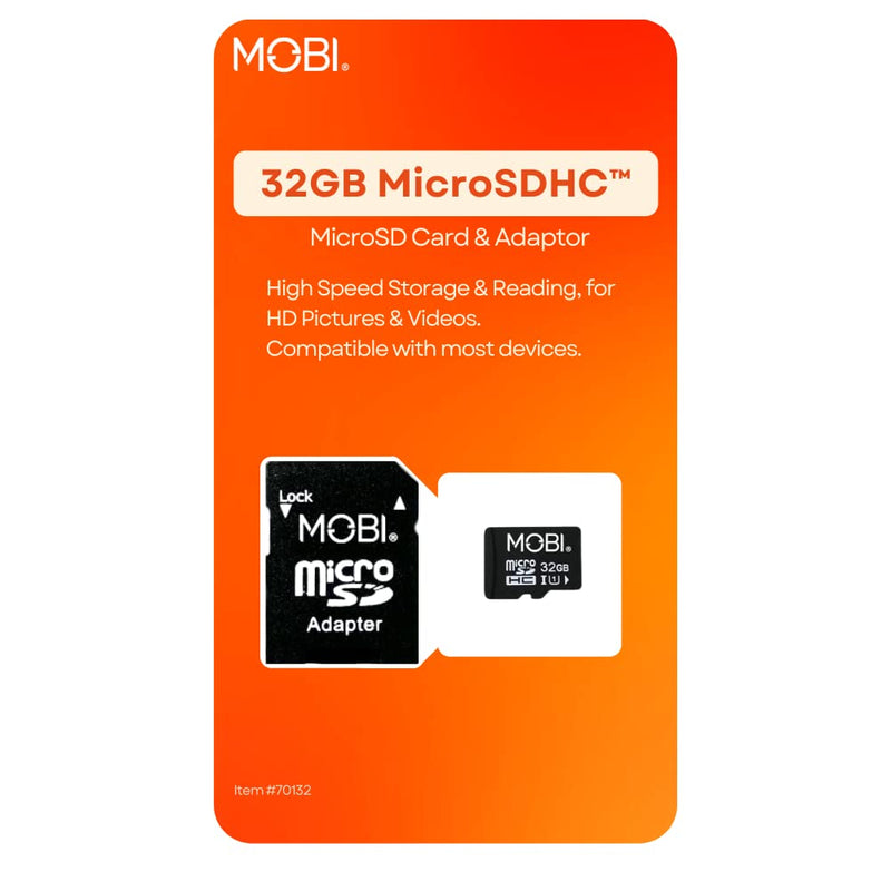[Australia - AusPower] - MOBI 32GB MicroSDHDC Memory Card and Adapter, Micro SD Card, microSD Card, Memory Card 