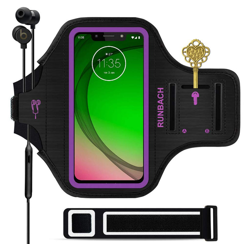 [Australia - AusPower] - RUNBACH Sweatproof Running Armband for Motorola One Fusion/Edge Series/E7 Power/E7 Plus/G Stylus/G Power/G Play/G9 Play/G9 Plus/G9 Stylus/G30/G10(Purple) Purple 