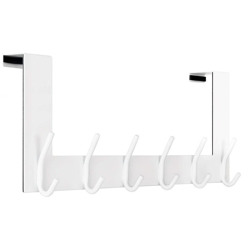 [Australia - AusPower] - WEBI Over The Door Hook:Over The Door Towel Rack,Door Coat Hanger Towel Hanger Over Door Coat Rack 6 Hooks for Hanging Clothes,Hats,Bathroom,White White 1 Pack 