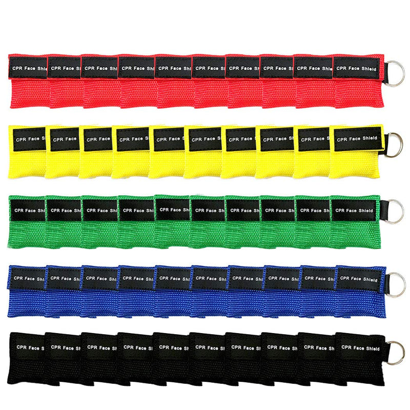 [Australia - AusPower] - Aoutacc CPR Face Shield Mask, Keychain Mask Disposable Emergency Kit CPR Face Shields Pocket Mask for First Aid Cardiac Resuscitation Training 50 
