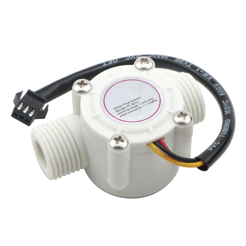 [Australia - AusPower] - Pxyelec 1Pcs 1/2" High Precision Flow Meter, Hall Effect Water Flow Sensor Switch Flowmeter Fluid Meter, 1-30L/minute 