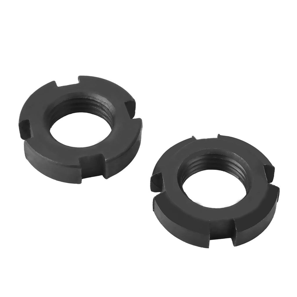 [Australia - AusPower] - MroMax M16 x 1.5mm Carbon Steel Retaining Four-Slot Slotted Round Nuts Black 4Pcs M16x1.5 