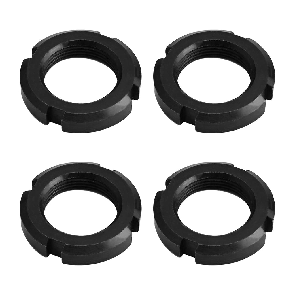 [Australia - AusPower] - MroMax M27x10mm Retaining Slotted Round Nuts,Carbon Steel 4-Slot Spanner Nut for Roller Bearing Pump Valve Black 4Pcs 