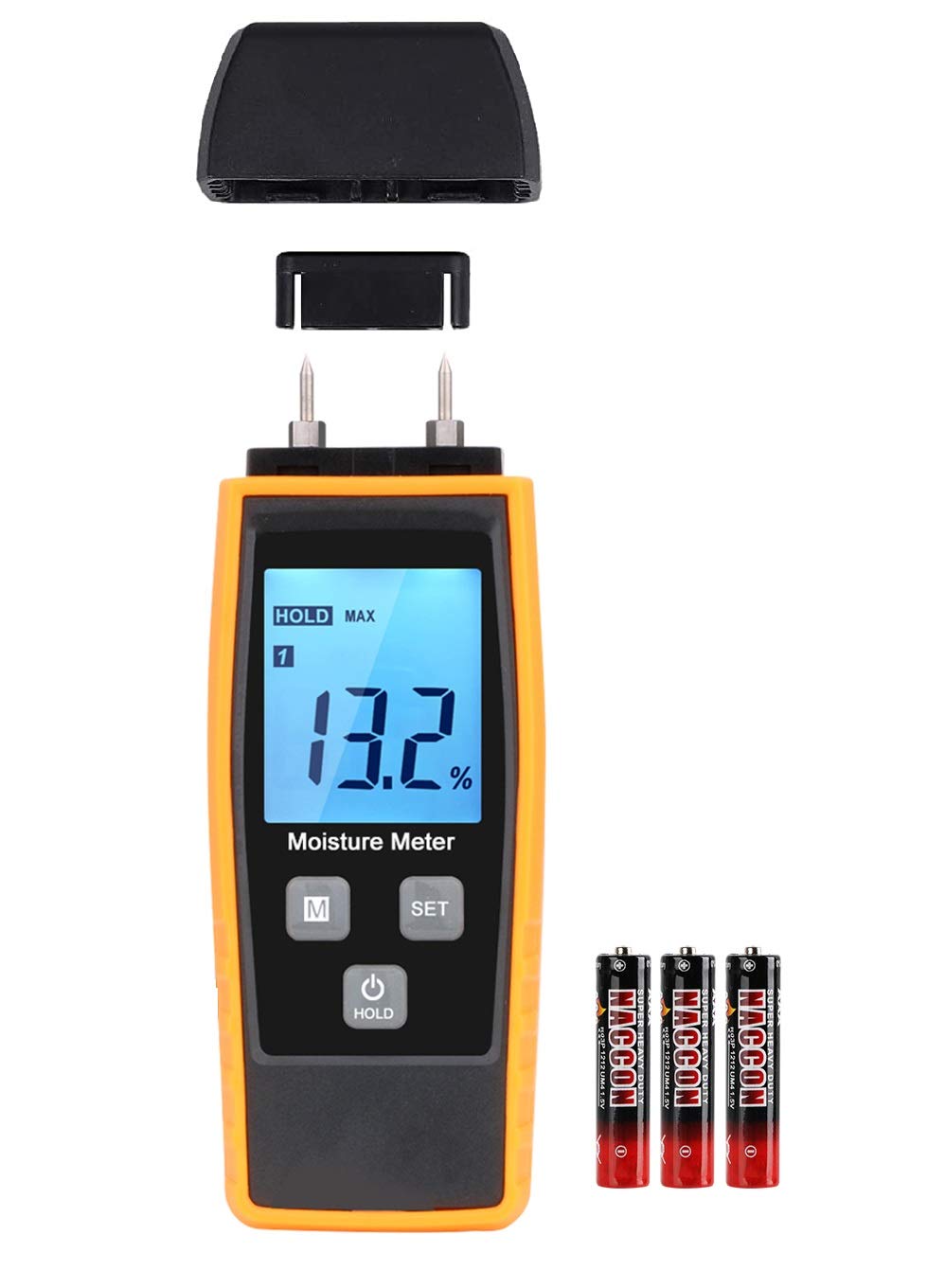 [Australia - AusPower] - Handheld Wood Moisture Tester Meter with Backlight, Digital Moisture Detector Meter Tester for Firewood Moisture Cement Mortar, Humidity Meter for Wood, Timber Water Content Detector 