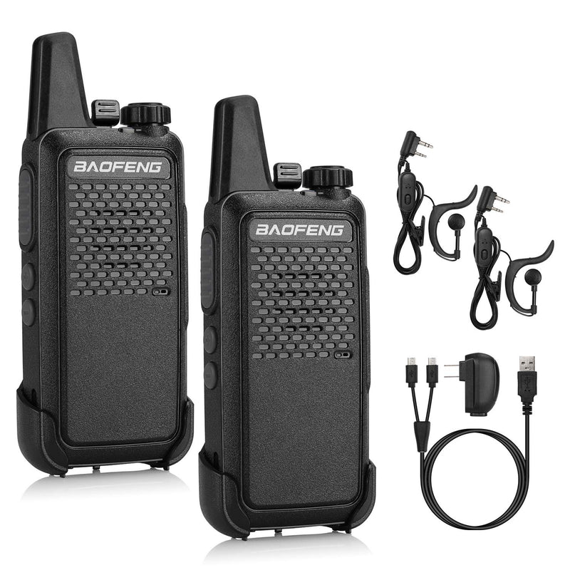 [Australia - AusPower] - BAOFENG GT-22 FRS Two Way Radio License Free, 1500mAh Battery, Handsfree Rechargeable Portable Walkie Talkie, 16 CH VOX, Micro USB Charging with Earpiece, 2PCS 