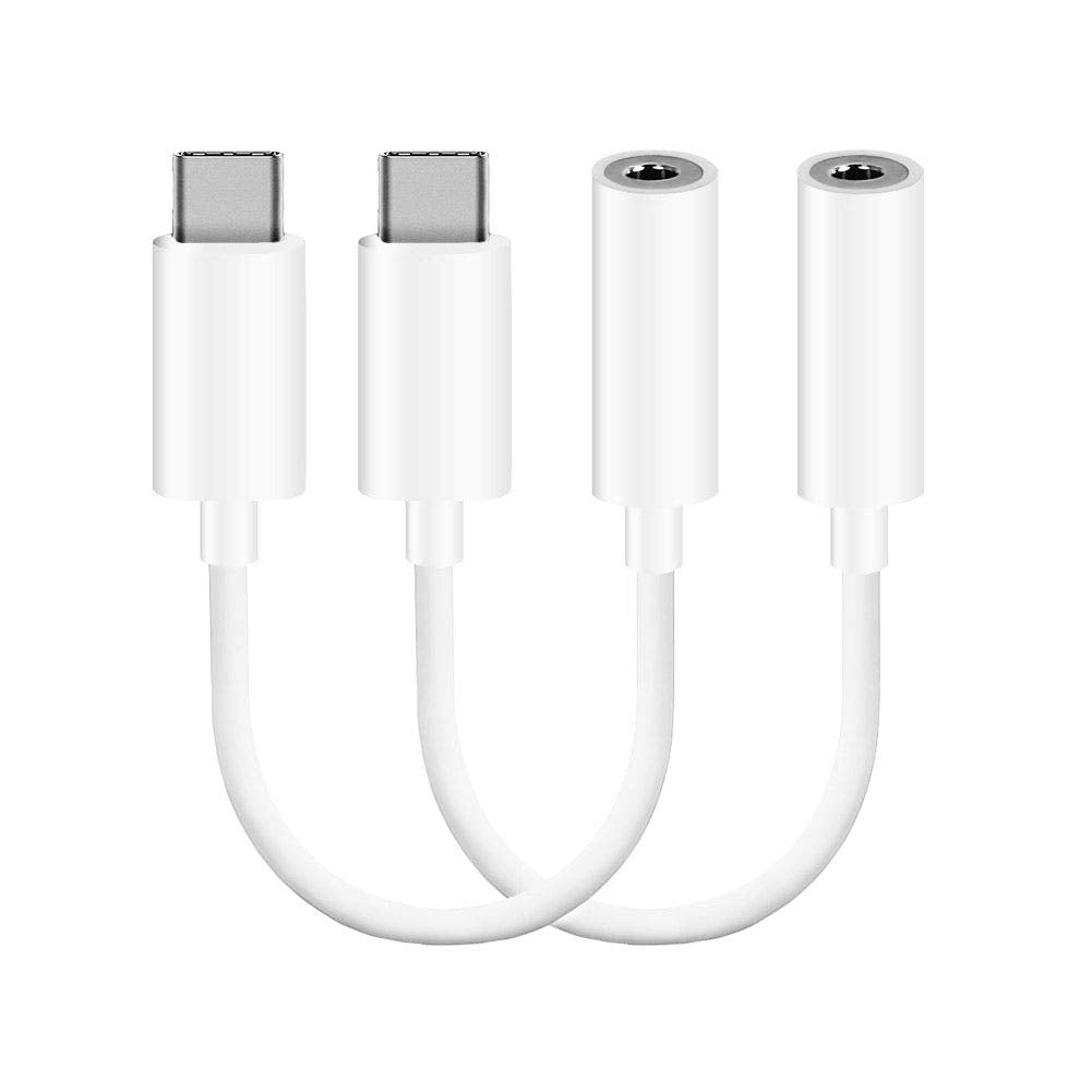[Australia - AusPower] - USB C to 3.5mm Headphone Jack Adapter, USB Type C to 3.5mm Adapter Compatible with Pixel 4 3 2 XL, Samsung S10 S9 Plus Note 10, Pad Pro,Mate 30 20 Pro and More [2 Pack] WHITE 