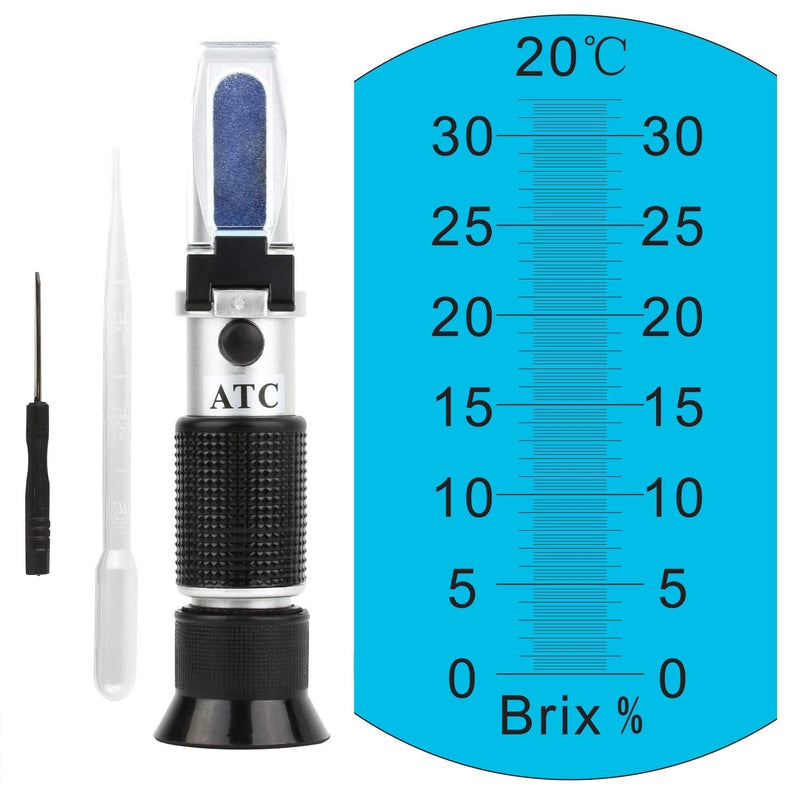 [Australia - AusPower] - Brix Refractometer with ATC, Handheld Brix Meter Hydrometer 0-32% Portable Brix Reader Tester for Measuring Sugar Content in Fruit, Saccharimeter Refractometer for Replacement Brix Hydrometer Set 