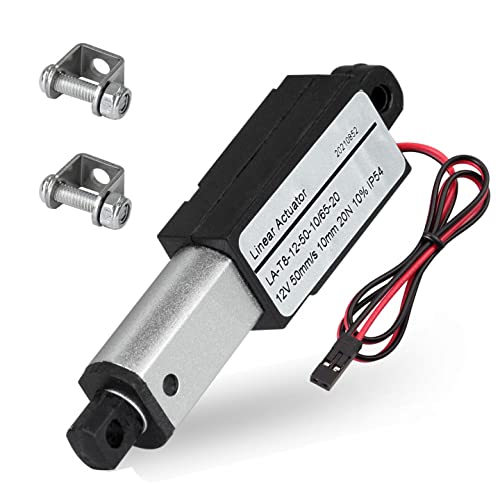 [Australia - AusPower] - Mini Electric Linear Actuator Stroke 0.4"–Force 4.5 lbs–12V | High-Speed 1.97"/sec–Weight 0.1KG Ideal for Intelligent Range Hood, Fan Blades, Cabinets, Window Opener, Robotics, Home Automation… 0.4 inch Silver 