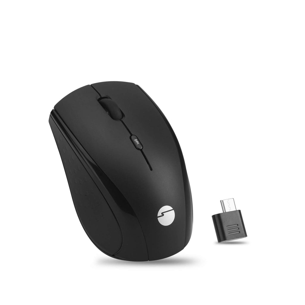 [Australia - AusPower] - SIIG USB-C 2.4G 3-Button Wireless Mouse, Portable Mobile Optical Mice with USB-C Receiver, Silent Click Buttons, Power ON/Off Switch, Adjustable DPI, for Windows & Mac PC/Laptop, JK-WR0U11-S1 
