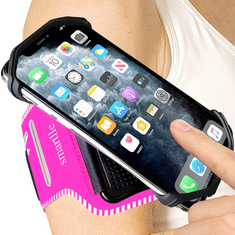 [Australia - AusPower] - Smartlle Phone Armband, 360° Rotatable Sports Armband for All Phones: iPhone 13 12 11 Mini Pro Max/XR/XS Max/X/ XS/8 7 6S Plus, Samsung Galaxy S21, LG, Moto, Pixel; for Running Workout Gym Jogging Purple 