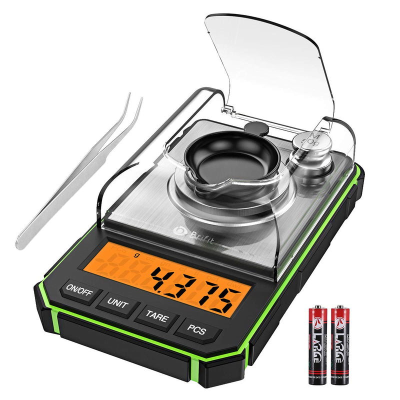 [Australia - AusPower] - Digital Milligram Scale, 50g Portable Mini Scale, 0.001g Precise Graduation, Professional Pocket Scale with 50g Calibration Weights Tweezers (Batteries Included) Green 