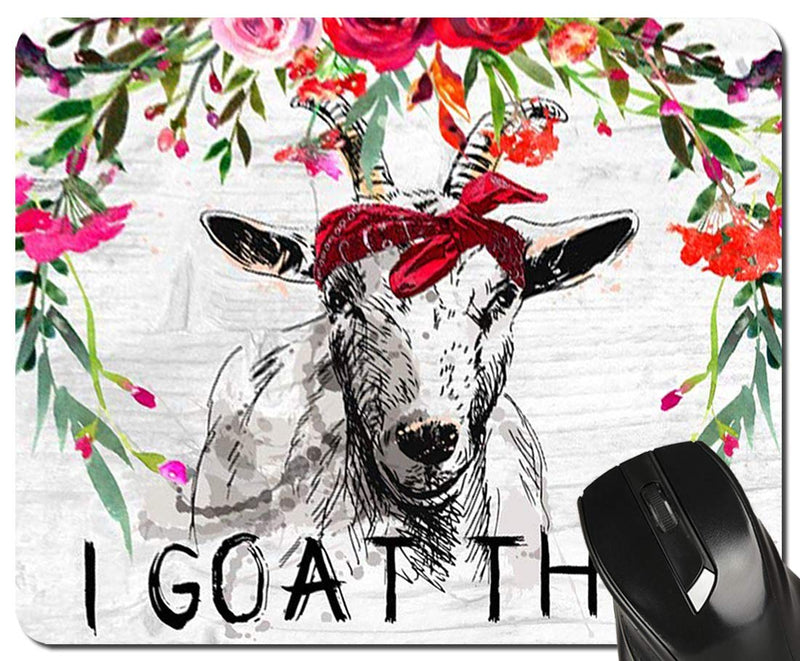 [Australia - AusPower] - Funny Goat Mouse Pad I Goat This Red Floral Watercolor Quote Mousepad Womens Desk Accessories Office Supplies, 7.8x9.4 inch Funny Goat 