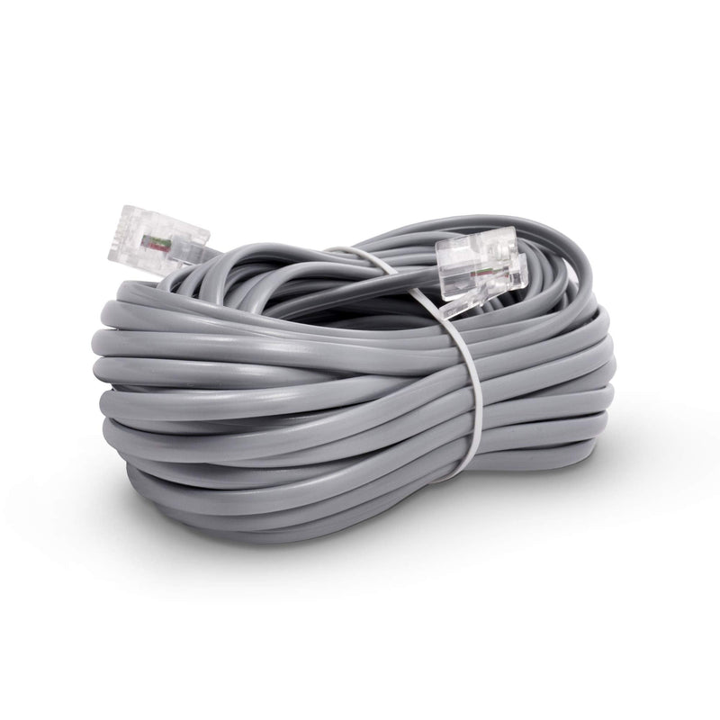 [Australia - AusPower] - Phone Line Cord 100 Feet - Modular Telephone Extension Cord 100 Feet - 2 Conductor (2 pin, 1 line) Cable - Works Great with FAX, AIO, and Other Machines - Grey 100 Feet Cord (30 Meter) 