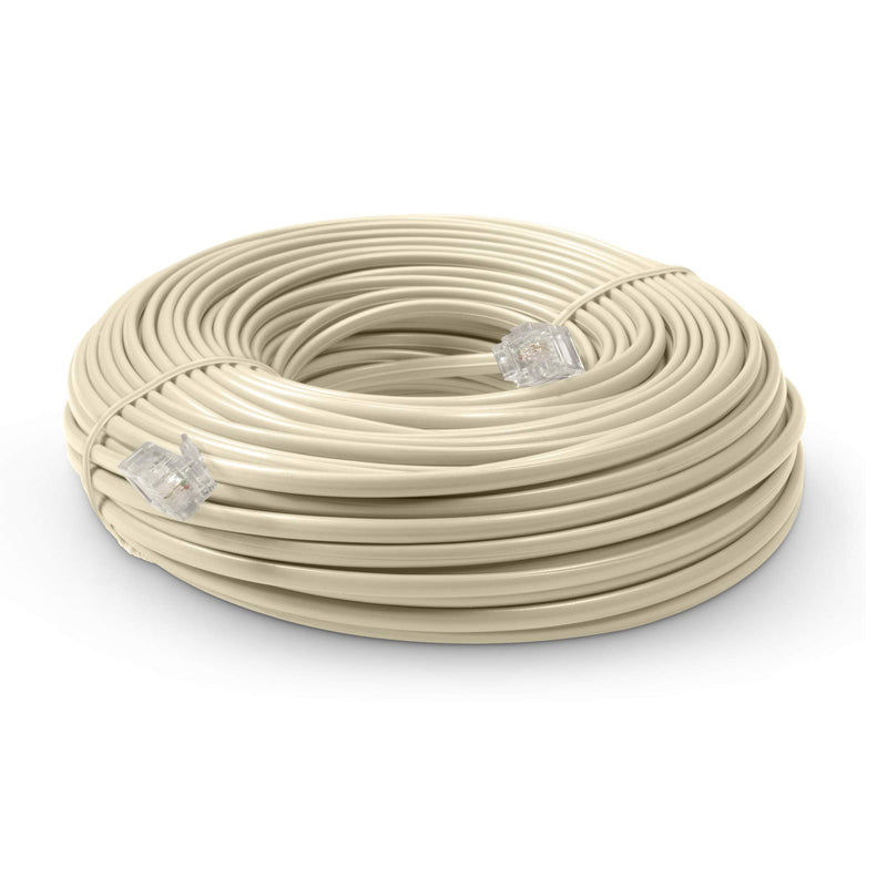 [Australia - AusPower] - Phone Line Cord 100 Feet - Modular Telephone Extension Cord 100 Feet - 2 Conductor (2 pin, 1 line) Cable - Works Great with FAX, AIO, and Other Machines - Ivory 100 Feet Cord (30 Meter) 