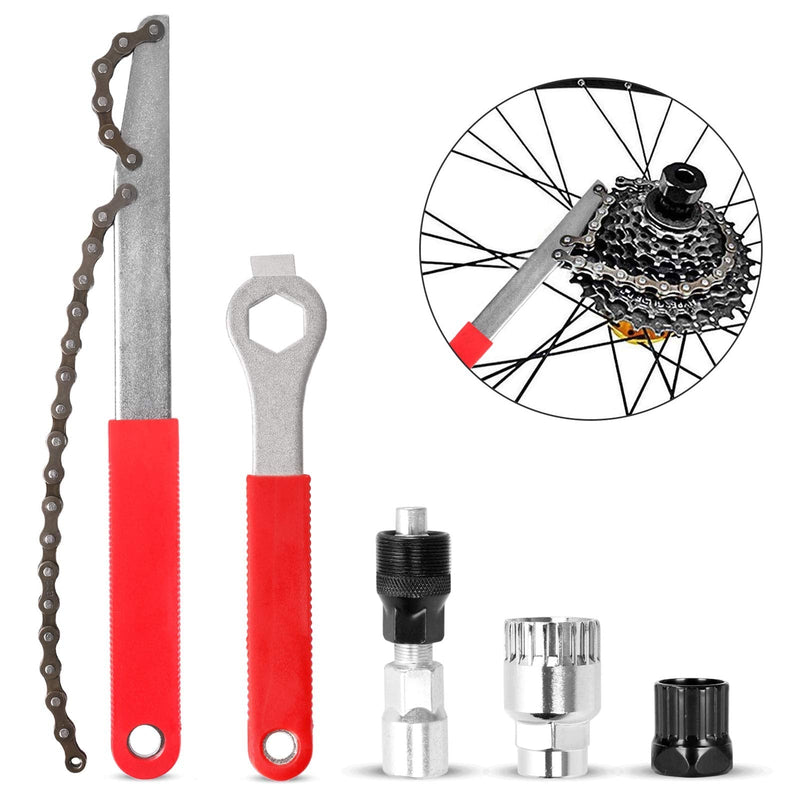 [Australia - AusPower] - Odoland Bike Repair Tool Kit, Including Bike Crank Extractor with 16mm Spanner/Wrench, Bicycle Flywheel Chain Sprocket Remover Tool, Cassette Lock Ring Removal Tool 