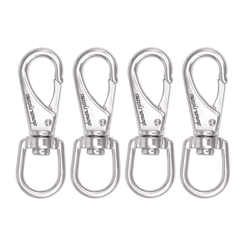 [Australia - AusPower] - SHONAN Stainless Steel Swivel Eye Snap Hook- 4-Pack 3.5 Inch Flag Pole Clips, Scuba Diving Clips Spring Hooks for Dog leashes, Keychains, Boat Anchor Ropes, Bird Feeders, Pet Chains 