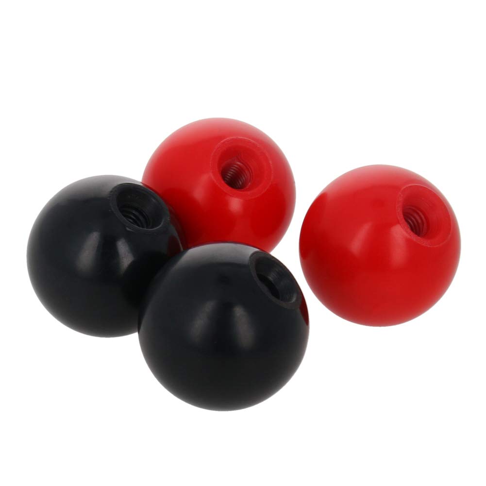 [Australia - AusPower] - Othmro 4Pcs Thermoset Ball Knob M6 Female Thread Machine Handle 30mm Diameter Smooth Rim AM6*30red black 4pcs 