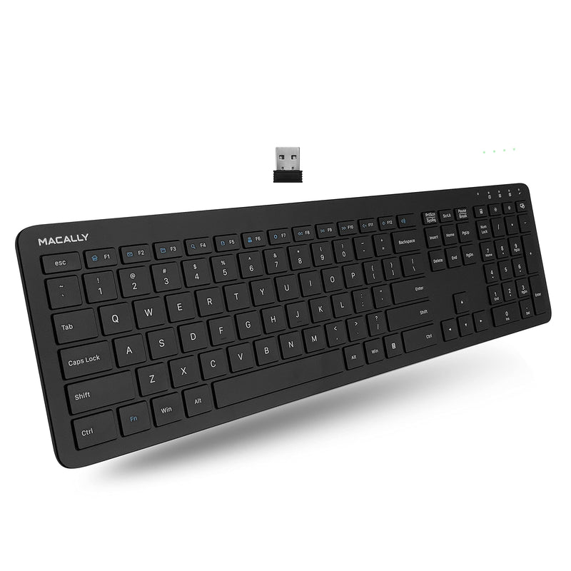 [Australia - AusPower] - Wireless Keyboard, Macally 2.4G Low Profile Ergonomic Computer Keyboard Wireless with Numeric Keypad, Full Size Keyboard for Laptop, Desktop, PC, Windows, Surface, TV with 110 Keys and Rechargeable 