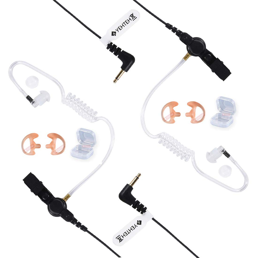 [Australia - AusPower] - YEHTEH 3.5mm 2 Pack Listen Only Earpiece, Acoustic Tube Surveillance Kit Earphone Headset, Compatible with Two Way Radio, Radio Speaker Mics Jacks. (Includes 2 Pairs M Size Earmold) 
