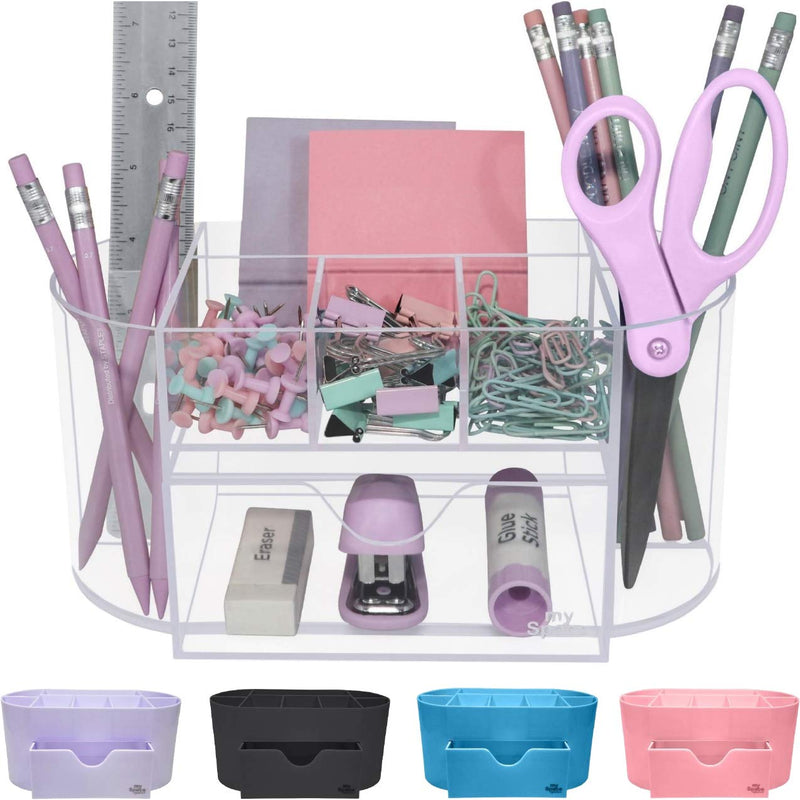 [Australia - AusPower] - Desk Organizer Pen Holder Acrylic for Office Supplies and Desk Accessories Clear Office Organization Desktop Organizer for Room College Dorm Home School (Clear) 