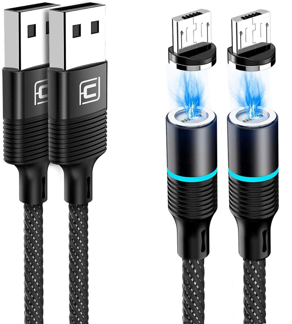 [Australia - AusPower] - Magnetic Micro USB Cable, CAFELE [2-Pack 6.6ft] Magnetic Charging Cable Magnet Android Charger, Nylon Braided Fast sync & Charging Cord with Galaxy S7 S6 J7 Note 5, Kindle, PS4 and More- Black Black/6.6FT/2PC 