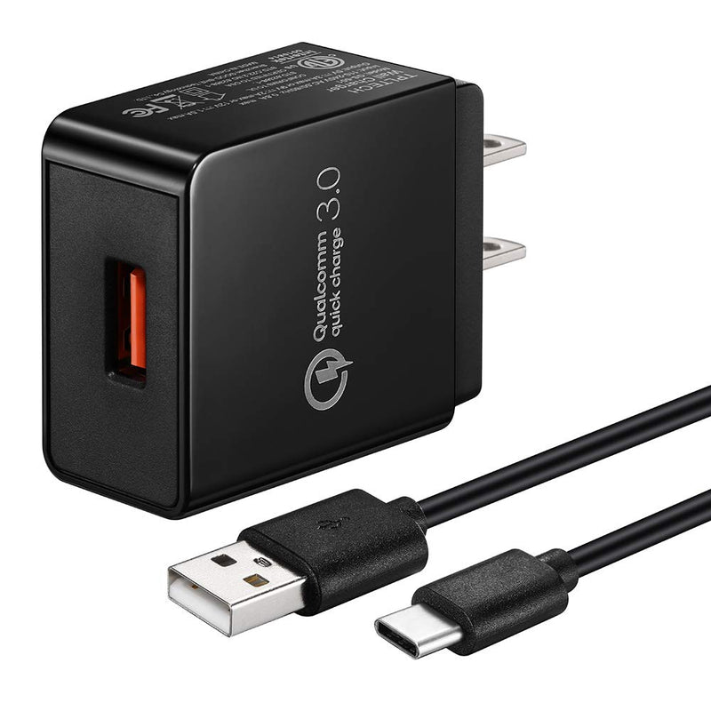 [Australia - AusPower] - Quick Charge 3.0 Adaptive 18w Fast Charging Wall Charger Compatible with Samsung Galaxy A20 A30 A40 A50 A70 A80,A10E A20E A20S A30S A50S A51,Galaxy S8 S9 S10 Plus,Note 9 8 with 5Ft Type C Cord (black) black 