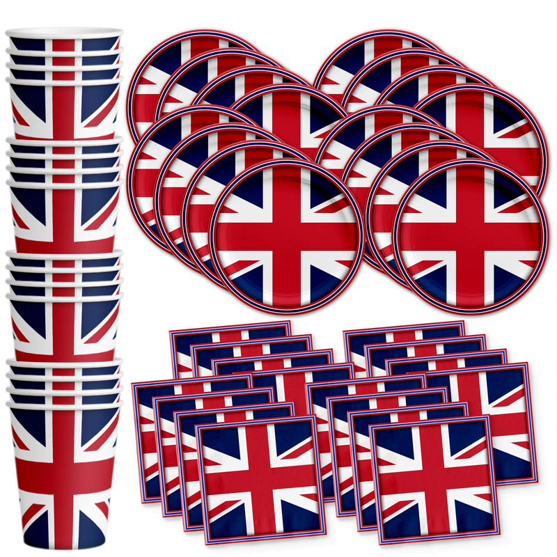 [Australia - AusPower] - Britain UK England British Flag Birthday Party Supplies Set Plates Napkins Cups Tableware Kit for 16 
