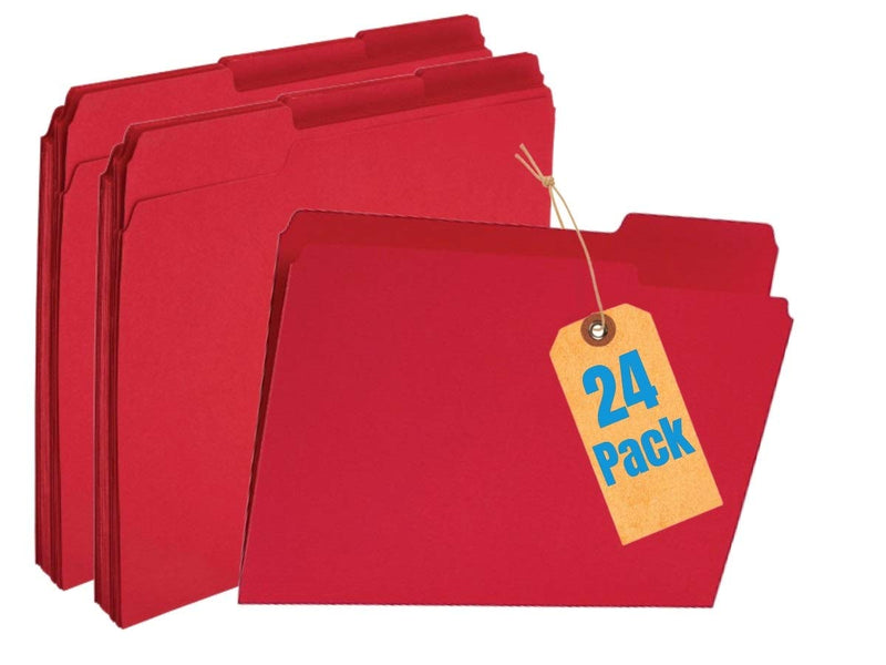 [Australia - AusPower] - 1InTheOffice Red File Folders, Top-Tab File Folders, 3 Tab, Red, Letter Size, 24/Pack 