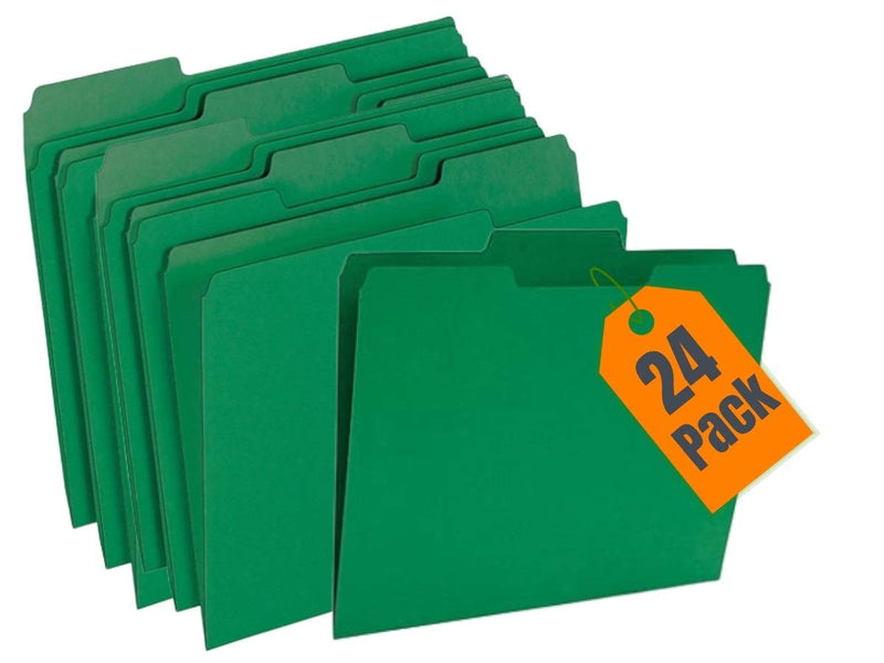 [Australia - AusPower] - 1InTheOffice Green File Folders Top-Tab File Folder, 3 Tab, Green Folders, Letter Size, 24/Pack 