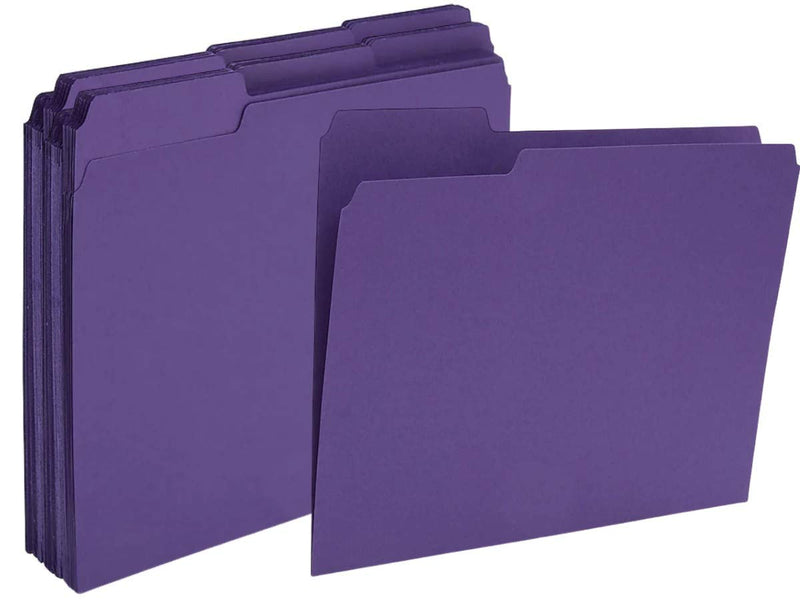 [Australia - AusPower] - 1InTheOffice Purple File Folders Top-Tab File Folders, 3 Tab, Purple, Letter Size, 24/Pack 