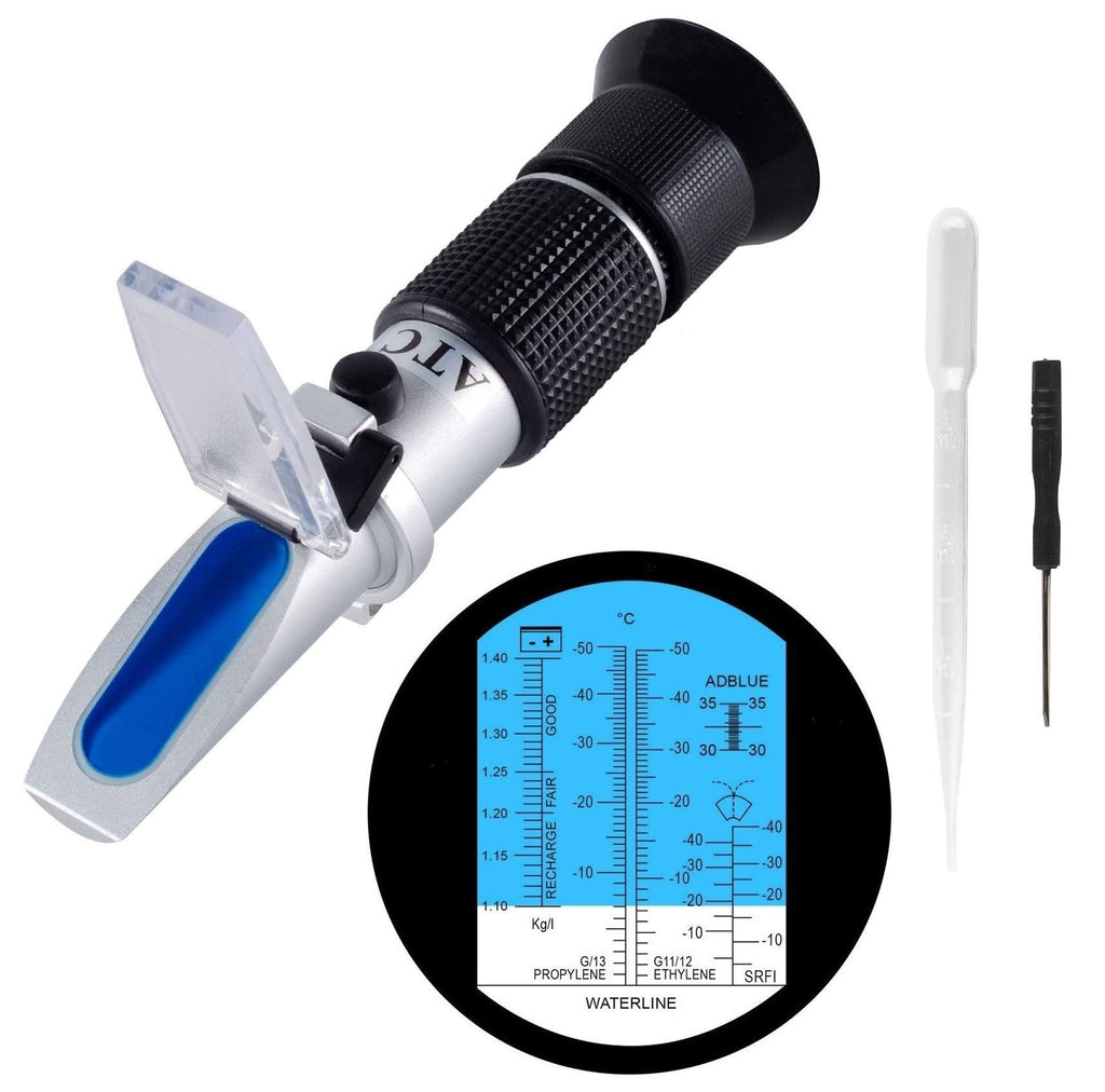 [Australia - AusPower] - Antifreeze Refractometer 4-in-1 Car Coolant Tester Battery Refractometer for Checking Freezing Point of Automobile Antifreeze Systems Battery Fluid Condition, Glycol, Coolant, Antifreeze Tester 