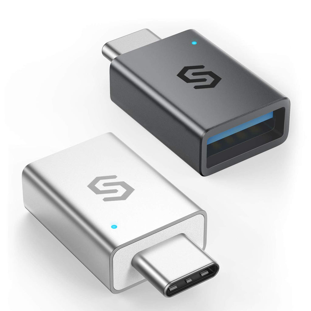 [Australia - AusPower] - Syncwire USB C to USB Adapter (2 Pack), USB Type-C to USB 3.0 (Female) Adapter, Thunderbolt 3 to USB Adapter Compatible with MacBook Air 2020/MacBook 12 inch/iPad Pro 2020 and More, Grey+Silver USB C Male to USB 