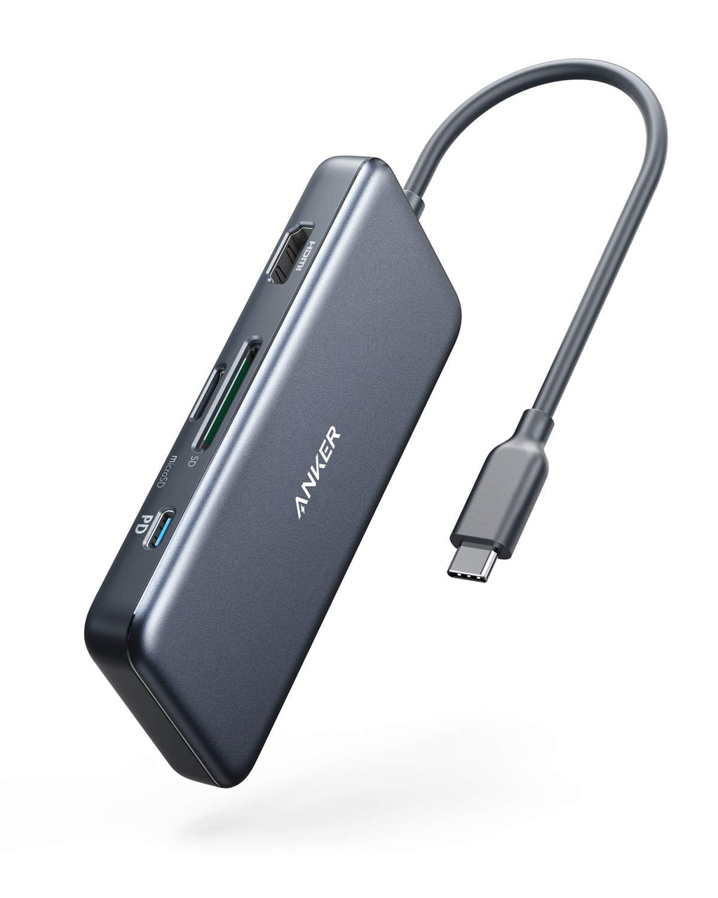 [Australia - AusPower] - Anker USB C Hub, 341 USB-C Hub (7-in-1) with 4K HDMI, 100W Power Delivery, USB-C and 2 USB-A 5 Gbps Data Ports, microSD and SD Card Reader, for MacBook Air, MacBook Pro, XPS, and More 