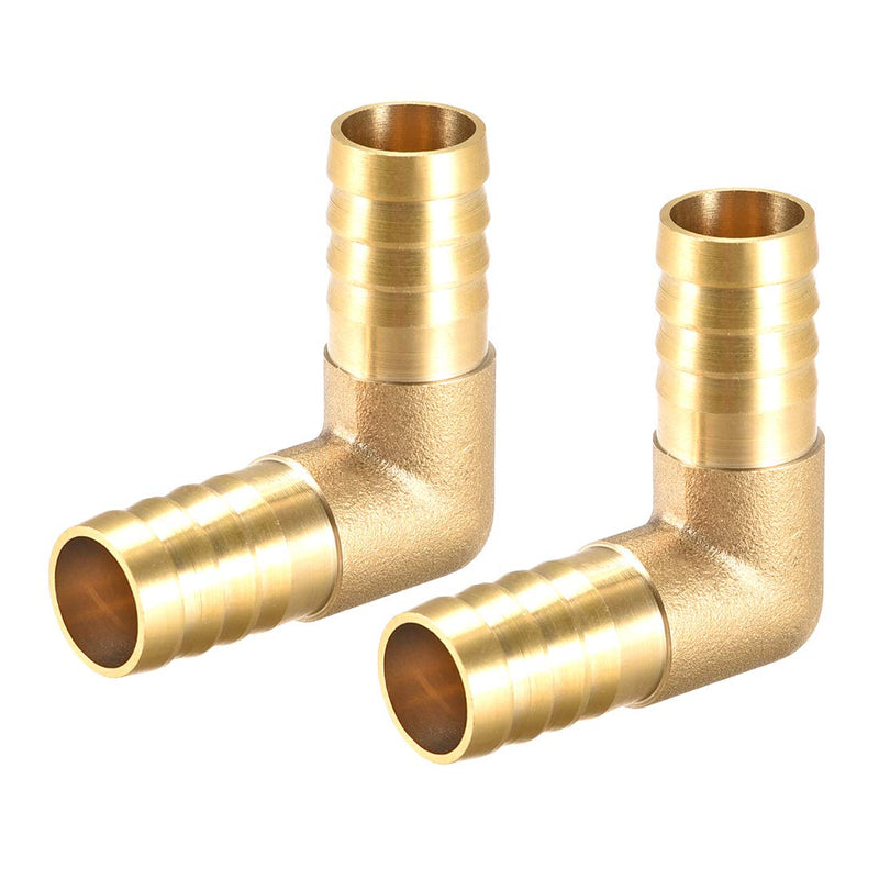 [Australia - AusPower] - uxcell 14mm Barb Brass Hose Fitting 90 Degree Elbow Pipe Connector Coupler Tubing 2pcs 