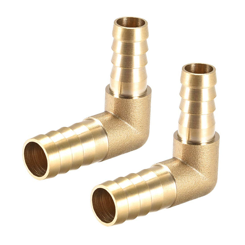 [Australia - AusPower] - uxcell 12mm to 10mm Barb Brass Hose Fitting 90 Degree Elbow Pipe Connector Coupler 2pcs 