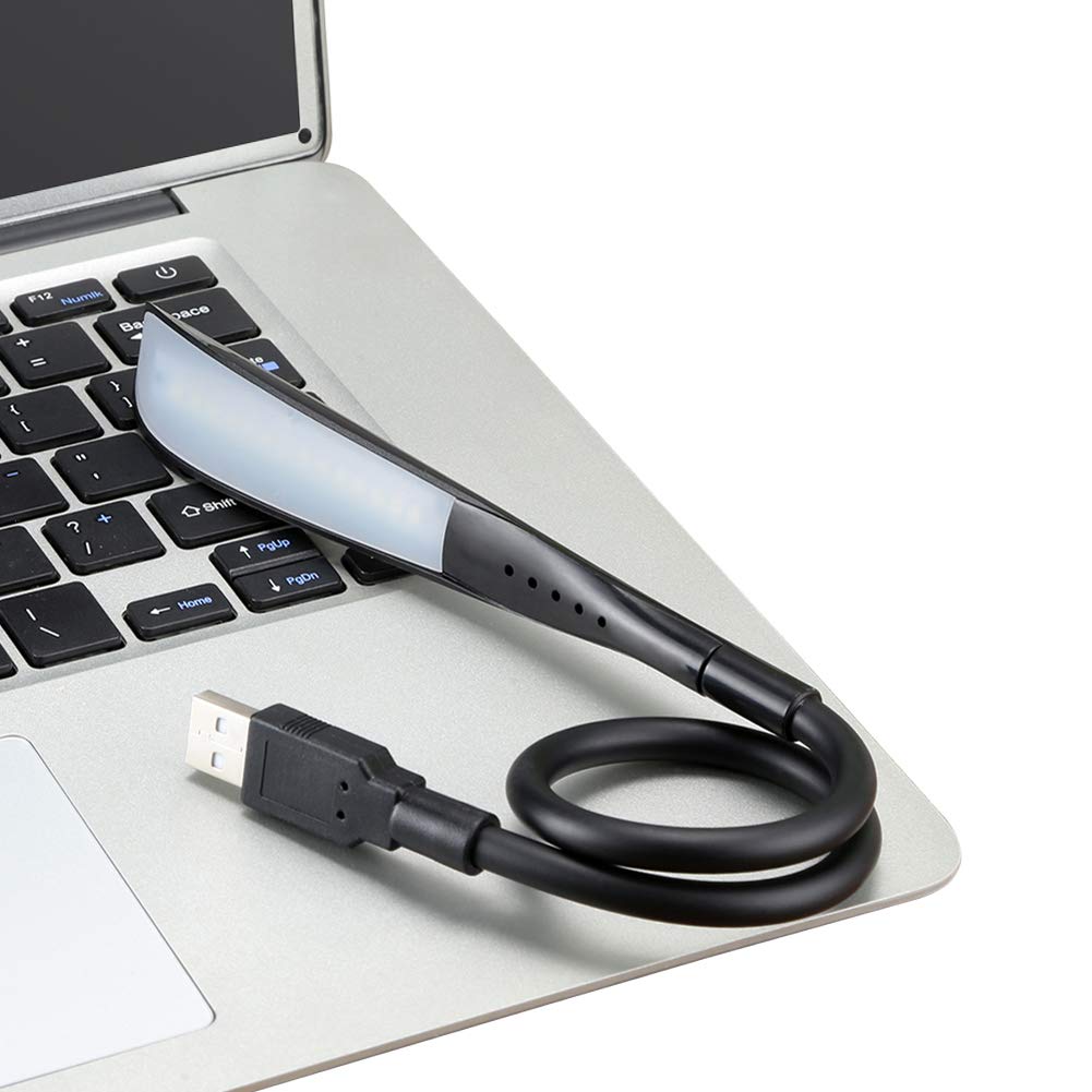 [Australia - AusPower] - USB Reading Lamp, BUBOSPER Premium 14 LED, 3 Brightness Setting Touch-Switch Laptop Light with Flexible Gooseneck (Black) Black 