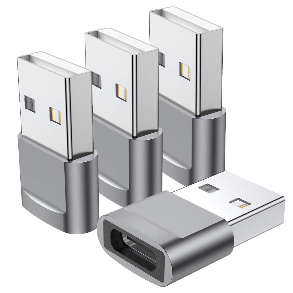 [Australia - AusPower] - USB C Female to USB Male Adapter 4-Pack,Type C to USB A Charger Cable Converter,Compatible with iPhone 13 12 11 Mini Pro Max,Samsung Galaxy Note 10 20 S22 S21 S20 Plus,Apple iWatch Watch Series 7 SE Grey 