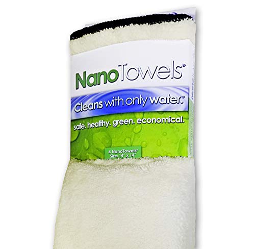 [Australia - AusPower] - Nano Towels Cleaning Cloths - Premium Nanolon Fiber Cleans With Only Water. Wipes Away Dust Spills & Grime Instantly Without Chemicals, Paper Or Fish Scale Microfiber Supplies. 14x14” 4-Pack Vanilla 