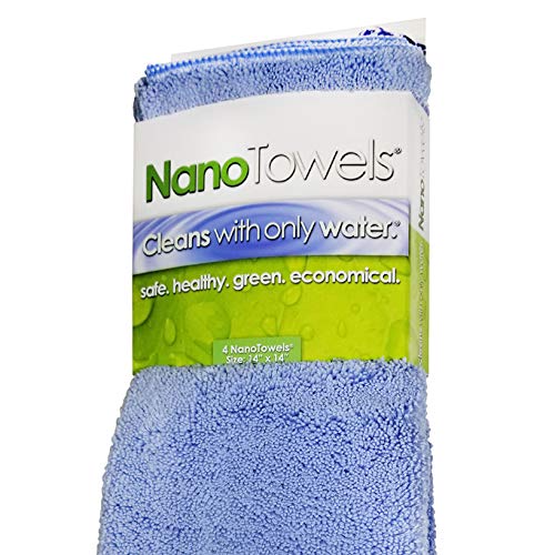 [Australia - AusPower] - Nano Towels Cleaning Cloths Cleans With Only Water - Wipes Away Dust, Spills & Grime Instantly Without Chemicals Paper Or Microfiber Supplies. Kitchen, Bathroom, Window, Glass 14x14” 4-Pack Nano Blue 