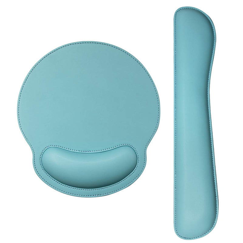 [Australia - AusPower] - Ergonomic Mouse Pad Set Keyboard Wrist Rest Pad and Mousepads with Wrist Support,iVeze Pu Leather Memory Foam Lightweight Comfortable Mouse Pads for Home Office Efficient Working, Blue 