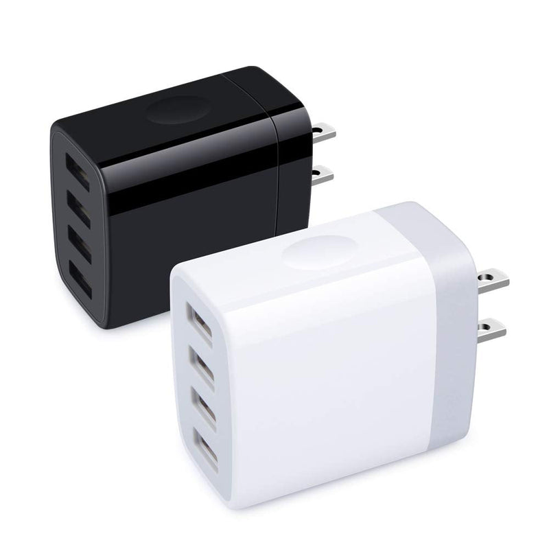 [Australia - AusPower] - Fast Charge Wall Charger,Sicodo High Speed 4.8A Charger Cube Brick Base Compatible with iPhone 11/ X/8/7/6s/Plus,iPad Pro/Air 2/Mini, LG, Nexus, HTC, Samsung GalaxyS10/S9/S8/ S7/S6/Plus, Note, Nexus White+Black 