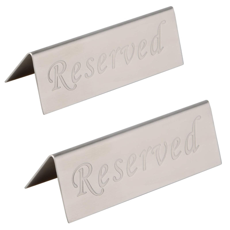 [Australia - AusPower] - Reserved Sign - 10 Year's Use Stainless Steel Tabletop Sign Desk Top Stand Tent Sign for Restaurants,Weddings,Events -ouble Sided - 4.7 by 1.6 Inch - Set of 2 Silver 