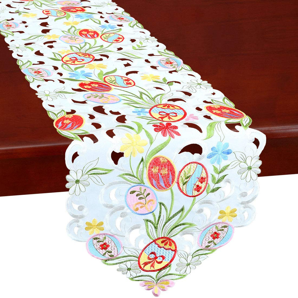 [Australia - AusPower] - Simhomsen Embroidered Colorful Eggs Table Runners for Easter Holiday or Spring Season Decorations, Dresser Scarf (14 x 69 inches) 14 x 69 inches 